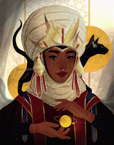 pinktofuart:    A sorcerer and her cat familiar ✨🌟  