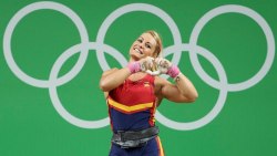 kakumei-no-tomoshibi:  onceuponaforbiddenfruit:  Let’s take a moment to appreciate the cuteness of the Spanish weightlifter, gold and bronze medal winner, Lidia Valentin.   Do you even (take a second to wink mid-)lift?   cutie~ &lt;3