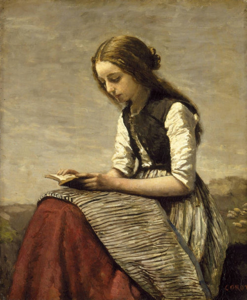 rainlullaby99:Jean-Baptiste-Camille Corot ‘Girl Reading’