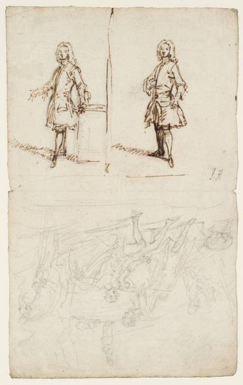 A Sheet of Two Studies for a Male Full-Length and ‘The Good Samaritan’, Joseph Highmore,