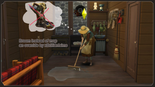 xbrilliantsims: Broom instead of mop - an override by xBrilliantsimsMy historical sims was wondering