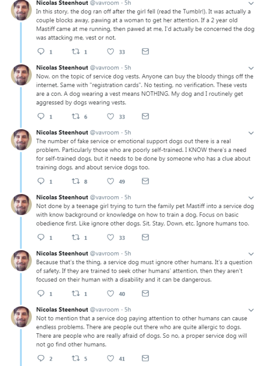 pearwaldorf:  lumpatronics:  SERVICE DOG PSA So today I tripped. Fell flat on my face, it was awful but ultimately harmless. My service dog, however, is trained to go get an adult if I have a seizure, and he assumed this was a seizure (were training him