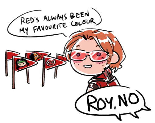 zed-sabre: “Roy loves red flags, they are his favorite color“ - @pluckyredhead