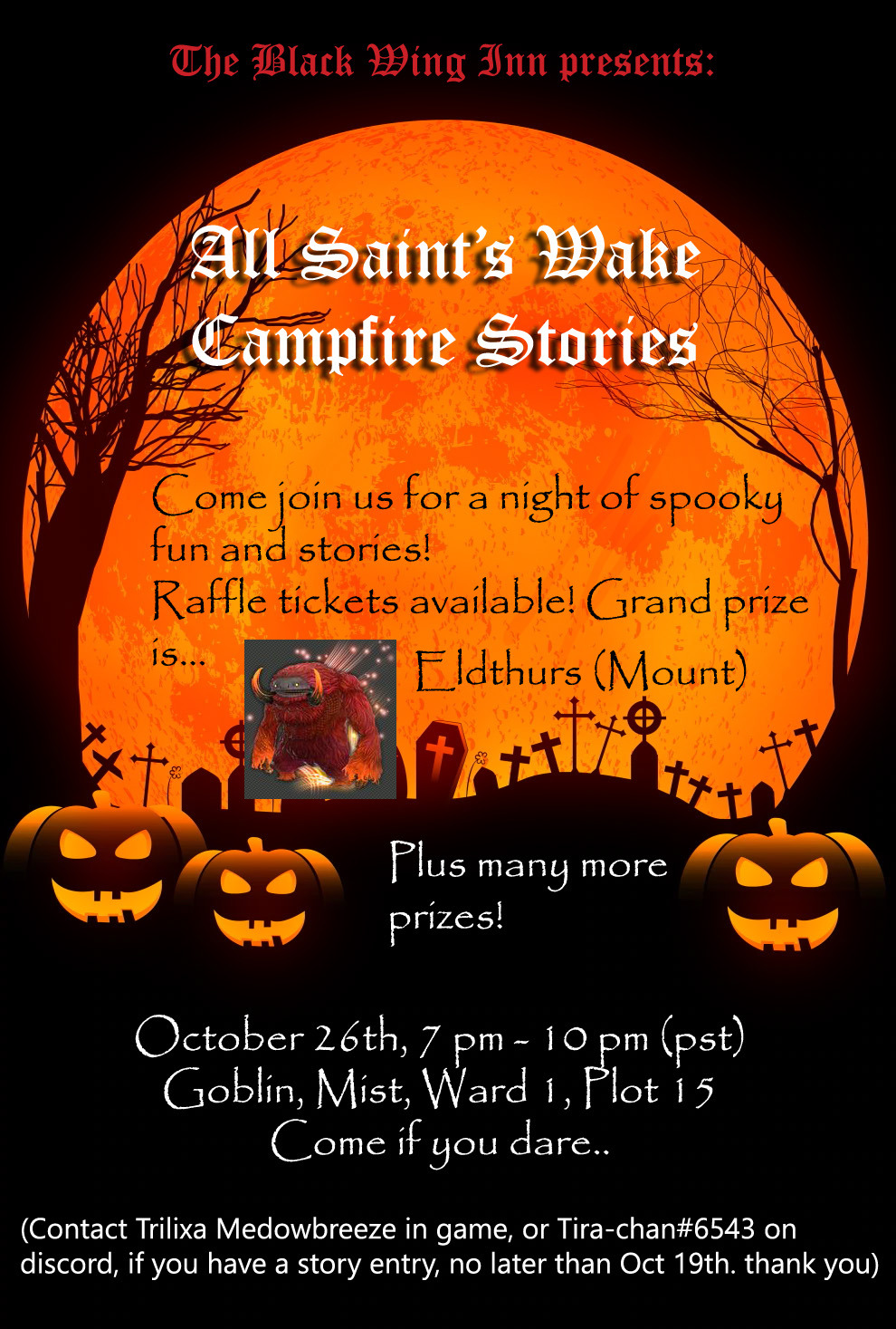 Just a reminder that this spoopy event is tonight! RP not required, but feel free to if you wish!