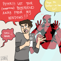 drawinggheys:  been wanting some spideypool + superfamily shenanigans~