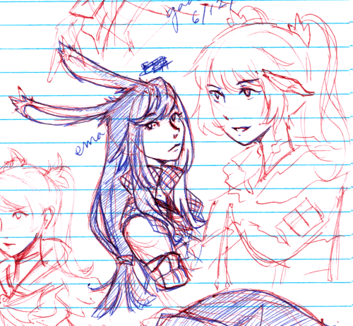 took a break from anatomy studies and writing to sketch more vrains x ffxiv for my ficpls excuse the