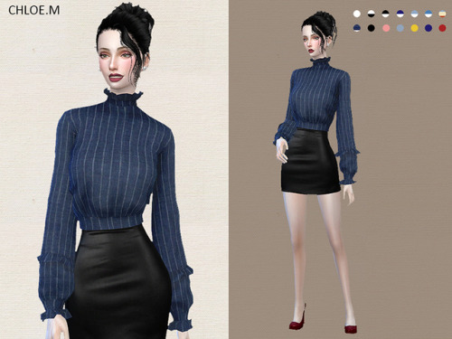 chloem-sims4:   Blouse with falbala Created for: The Sims 4 14 colorsHope you like my creations!Dow