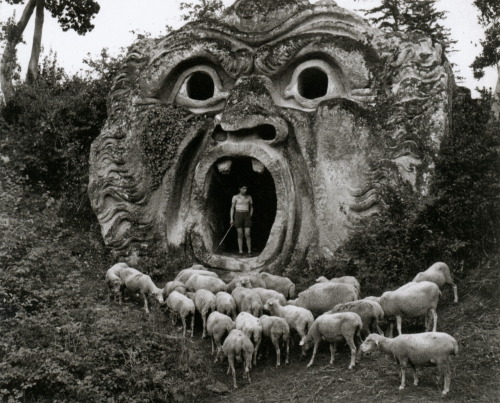 poetryconcrete: Shepard in Front of Orco, Bomarzo, by Herbert List, 1952.