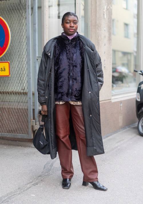 hel-looks: Ama, 27”I am wearing two jackets because it is cold, oversized leather trousers and