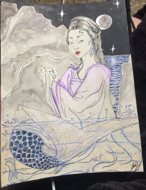 not-xpr-art:A Chinese Mermaid (鲛人 (jiāorén)) - mixed media painting (10/2020)(done as part of a draw