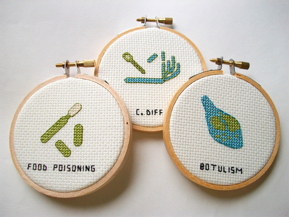 culturenlifestyle:  Adorable Cross-Stitched Illustrations of Microbes and Germs by