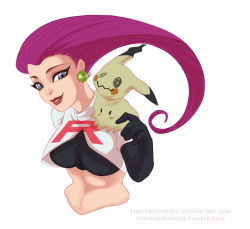 thecuriousfool:Guess who’s caught up with pokemon. I need more Momma Jessie and her precious child Mimikyu.