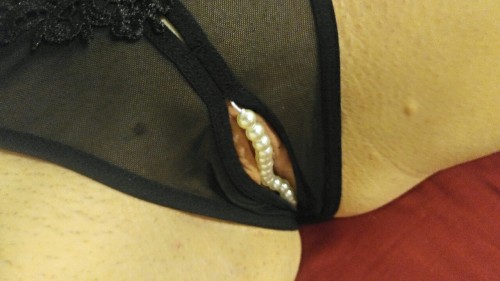 exhibitaddicted:  My pussy was feeling fancy today so I dressed her in pearls and gave her a good petting. 😍  She gets so very wet when I pet her!
