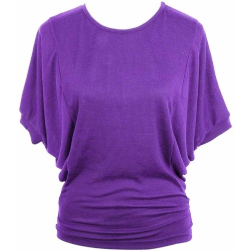 Purple Casual Jersey Knit Top With Dolman Sleeves ❤ liked on Polyvore (see more knit jerseys)