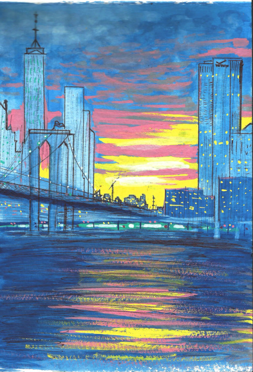 kennygmz - #Inktober day 23 - city sunset - pen,...