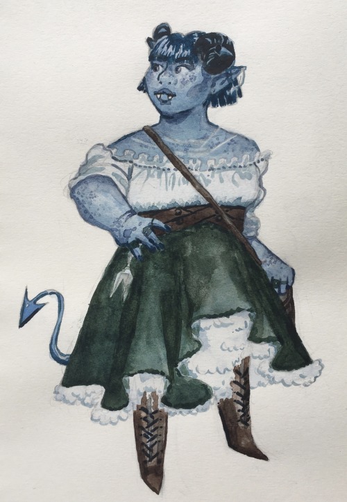 bravenot:little sapphire here to carry the team (and ask you to join her cult)[ID: watercolour fan a