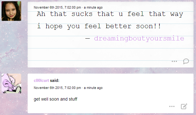 thank youuu ;u;im just gonna take it easy rn and not think about stuff haha