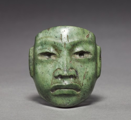 ancientpeoples:Olmec culture, Mexico, c. 900-400 BC1. Miniature jadeite mask, 3.80 x 3.20 cmSource: 