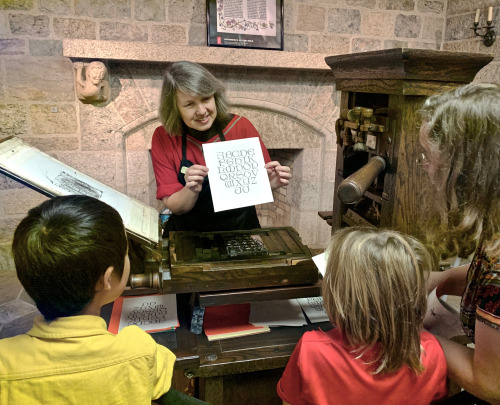 At Glencairn’s Medieval Festival this afternoon: our working replica of a Gutenberg-style printing p