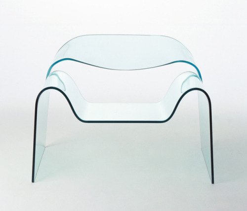 Cini Boeri, chair “Ghost”, 1987. Curved glass. Italy. Via Cini Boeri