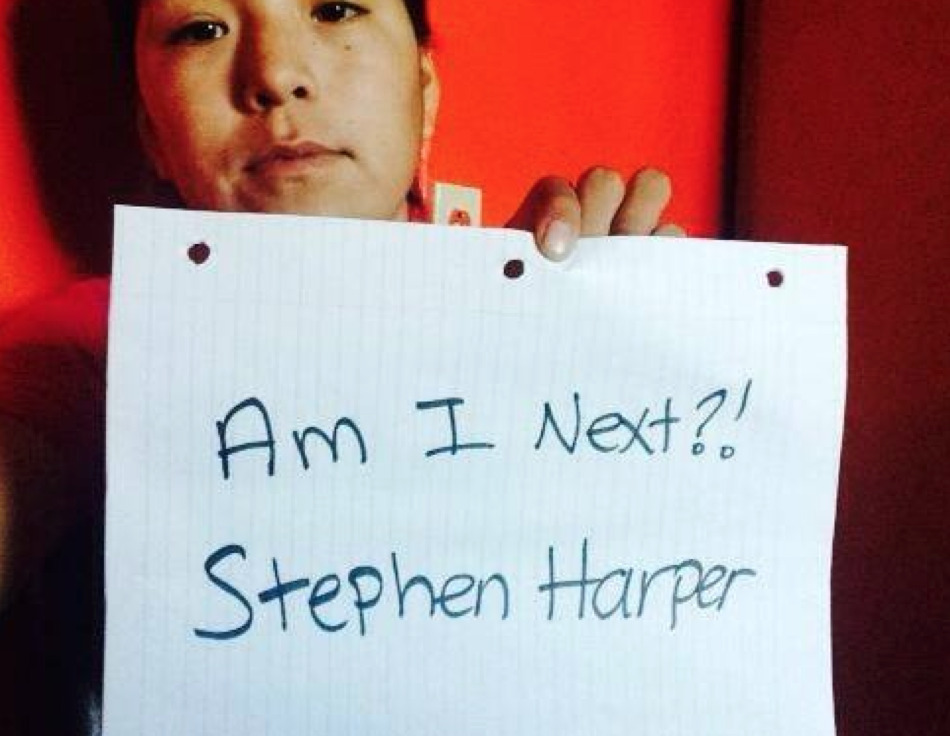 albinwonderland:  allthecanadianpolitics:  Aboriginal women ask Stephen Harper: Am