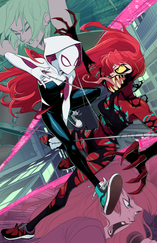 Caught Up On Reading Spider-Gwen/Ghost-Spider Comics So Now These Two Are Occupying The Just Kiss Already