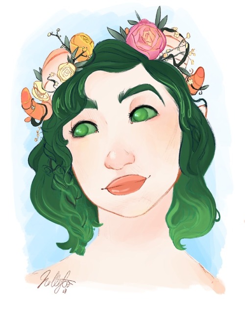 thehollyfox: Portrait of @thespoopytrashcanswife‘s tiefling druid. She’s so cute and I can just imag
