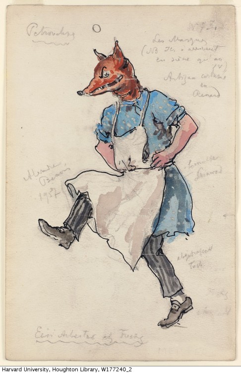 Benois, Alexandre (1870-1960, Russian), artist. Petrouchka: costume design: Worker disguised as a Fo