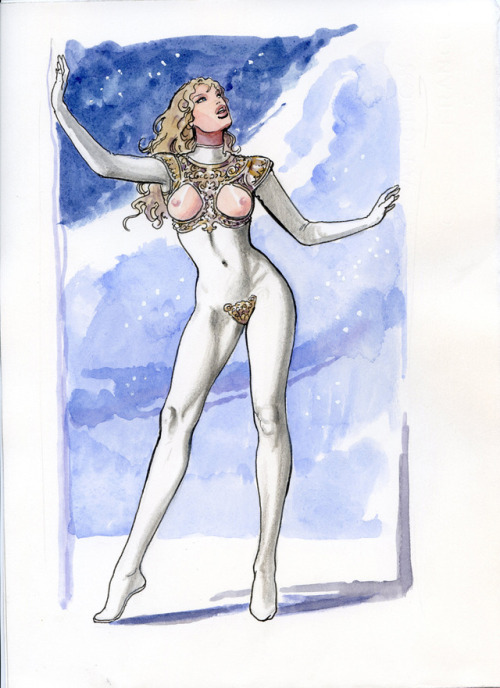 Milo Manara concept art for a remake of Barbarella that never materialized, planned for the early 20