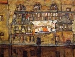 German-Expressionists:   Egon Schiele, House On A River (Old House I), 1915  