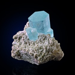 bijoux-et-mineraux:Aquamarine on Albite -