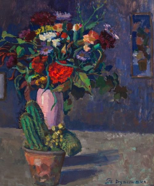 cactus-in-art:Stanisław Dybowski (Polish, 1895 - 1956)Bright flowers and cacti