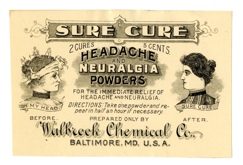 todaysdocument:Sure Cure Headache and Neuralgia Powders, 1/31/1901Not sure what’s in this? None of u