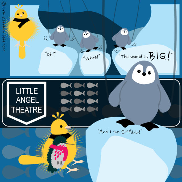 LYB295: Absolutely enchanted by Little Angel Theatres production of Me..., featuring the most adorable penguin puppet #bird#comics#webcomics#comicstrip#comicstrips#animals#animal art#puppet#puppets#puppetry #little angel theatre #penguin#cartoons#iceberg#childrens theater