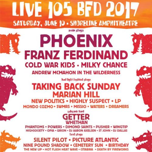 Check out the lineup for Live105′s BFD in Northern California!