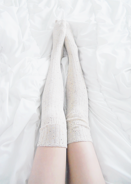 abidings:  [ Sponsored - Sandysshop ] - Beige Knitted Knee High Socks Read More