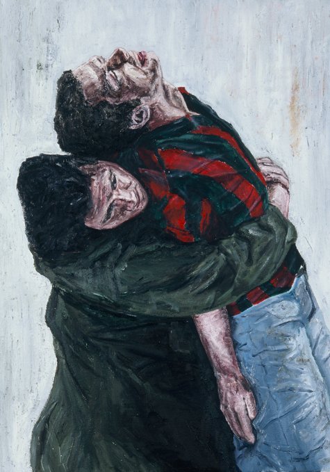 drsonnet:(Srebrenica 1995) Yusuf carries his Executed Brother Adem/Srebrenica 1995oil on linen, 120 