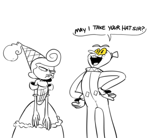 skullzki-fanart:Bon bon trying to plan a huge party in isle 3 and Beppi is just being himself, idk x