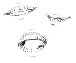 mellyart:  ever since i saw cy&rsquo;s tooth tutorial i haven&rsquo;t been able to stop thinking about creepy toothy mouths, so i doodled up these mouths… i smell a new warm-up doodle obsession coming on 