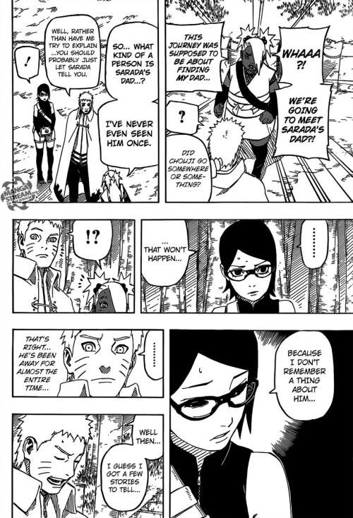 Judging from this page, we can see that sasuke left konoha when sarada was already born because naruto himself said that sarada could explain how her father is like. Naruto was shocked but then he said ‘he’s been aay for almost the entire