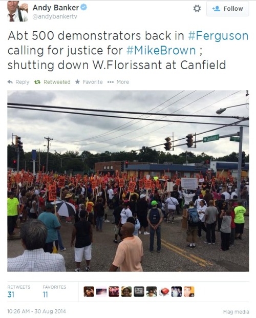 iwriteaboutfeminism:  Saturday morning, over 1,000 people march for justice for Michael Brown.  August 30th. 