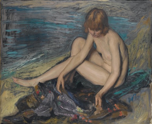 Nude Woman Seated with a Japanese Gown, Philip Wilson Steer