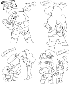 So uh, me and rhinocio have this headcanon on how they found Amethyst in the context of The Homeworld T series and it’s rly cute but also kinda sad lmaoBasically, When they found Ame, Ruby and Sapphire more or less raised her since she was an ‘overcooked