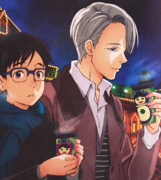 vyctornikiforov:  Never notice, but each passing piece of new official art, actually gets to show the change in their relationship.  At first Yuuri’s mostly shown as a bit of a nervous wreck around the russian man.But little by little, he starts to