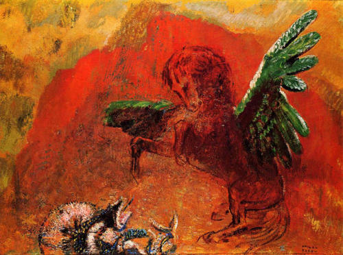 artist-redon: Pegasus and the Hydra, Odilon Redon