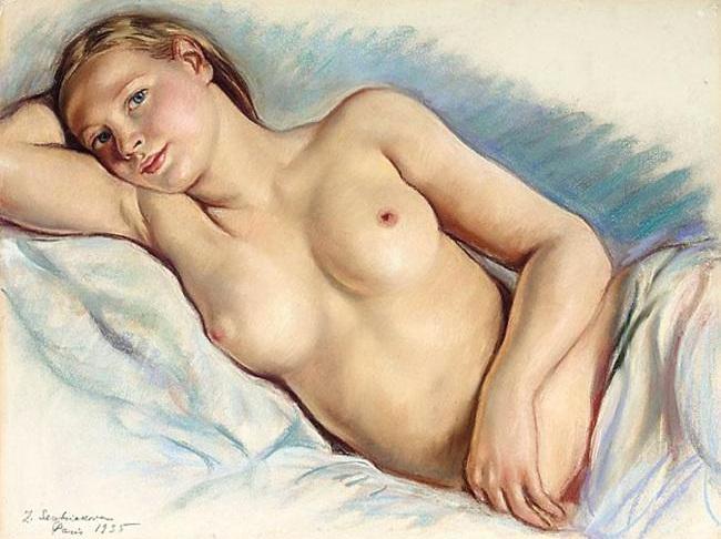 16chakras:  Reclining-Nude by  Zinaida Serebriakova (1884-1967) Russian painter