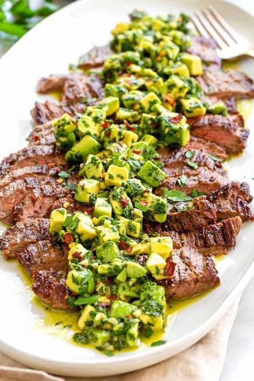 Skirt Steak with Avocado Chimichurri