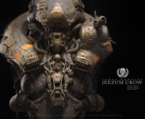 cyberclays:   Jeezum Crow  - by  James Hawkins  “Huge fan of sci-fi and military scale models. Working on an idea for a  series of my own. Mocked up a 1/10 scale desktop mech-bust.  Just what  everyone needs!”