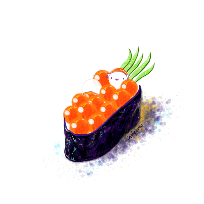 cindysuen:  I had been thinking about ikura sushi cats lately :)