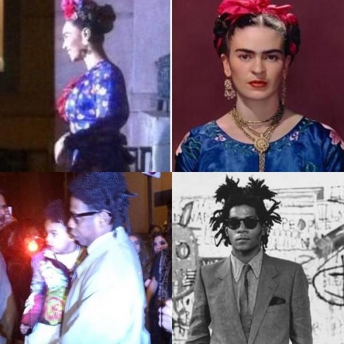 drankinwatahmelin:  patnasty24:  Beyonce:Frida Kahlo  Jay Z: Jean Basquiat  Blue Ivy: The Picasso Baby 👌💰📙✒💭  The Carters win Halloween. Everybody go home. Bah